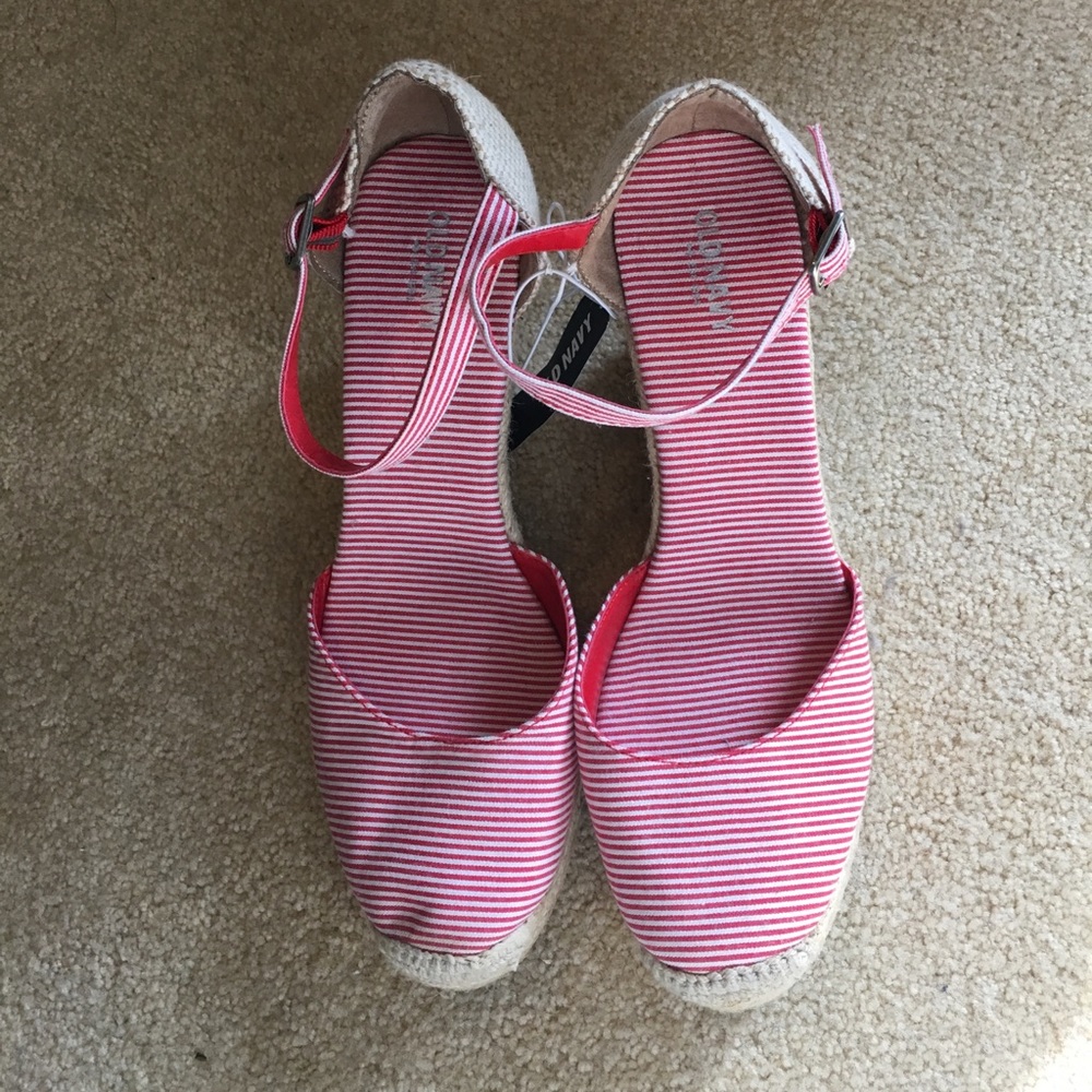 Red/white striped pump wedges from Old Navy